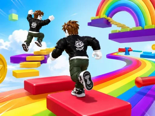 Obby Rainbow Parkour Two Player - 5853